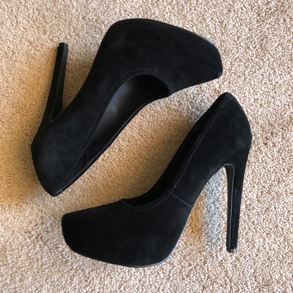 KELSI DAGGER Black Suede Platform Stiletto Heels - Picture 4 of 8